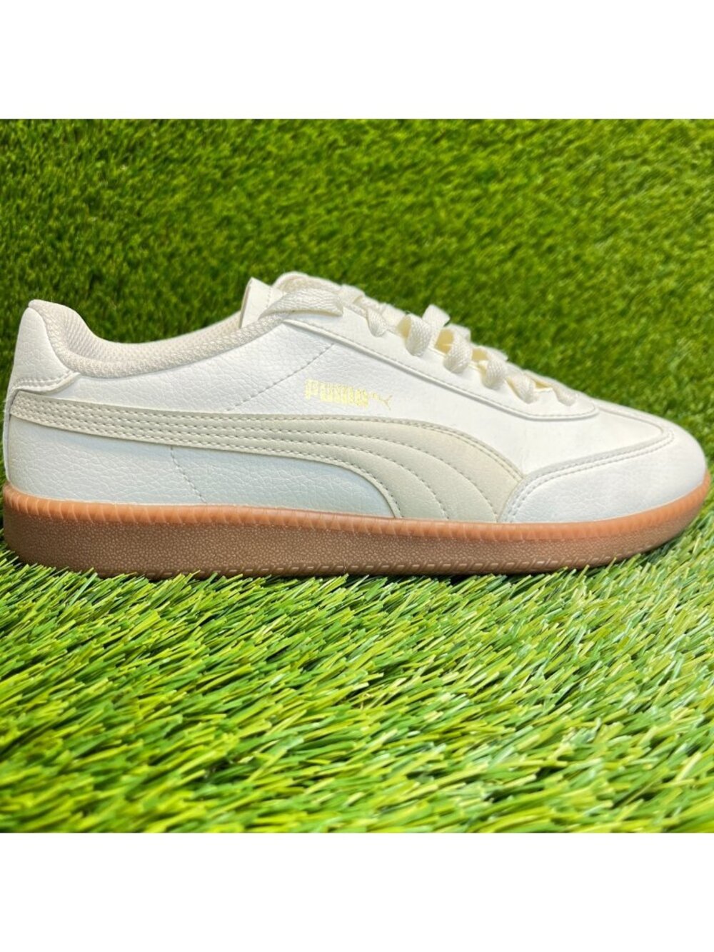 Puma Club 5v5 Womens Size 8 Ivory Cream Gum Athletic Leather Shoes Sneakers